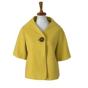 Ellen Tracy Yellow 60s-Inspired Swing Jacket – Wool Blend, Size 6 (S–M)